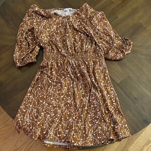 Brown Floral Kids Dress